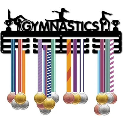 Soporte para medallas de gimnasia, colgador de hierro negro, estante organizador para medallas, marco de soporte con 12 ganchos, 3 filas para colgar más de 60 medallas