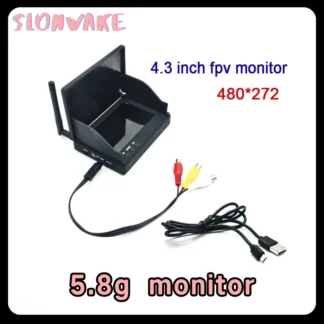 5,8G 48CH 4,3 pulgadas LCD 480*272px 16:9 NTSC/PAL FPV Monitor búsqueda automática con batería integrada OSD para Dron RC