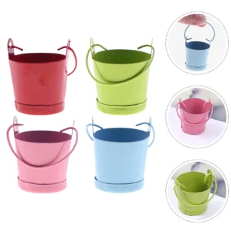 Cubo Mini florero de hojalata juguete en miniatura muñecas de Metal muebles de casa juguetes para niños