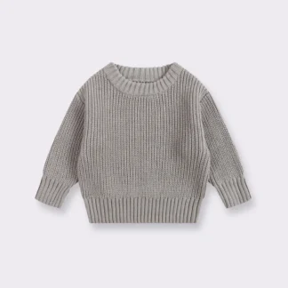 Suéter de bebé con cuello redondo, suéter de punto para niño y niña, ropa de invierno para niños, jersey informal liso R de manga larga, jerséis para niños pequeños