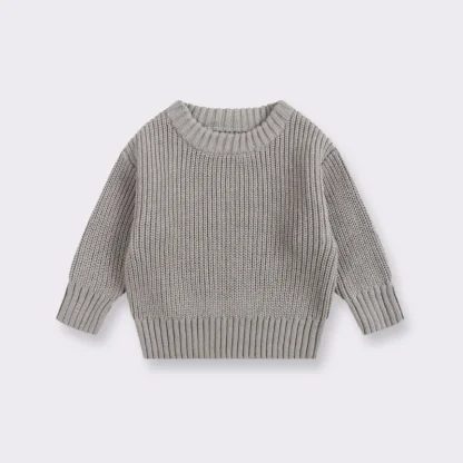 Suéter de bebé con cuello redondo, suéter de punto para niño y niña, ropa de invierno para niños, jersey informal liso R de manga larga, jerséis para niños pequeños