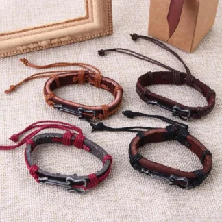 Link 1pc amistad cuerda ajustable pulseras de cuero PU hombres pulseras de guitarra antigua brazaletes joyería encanto