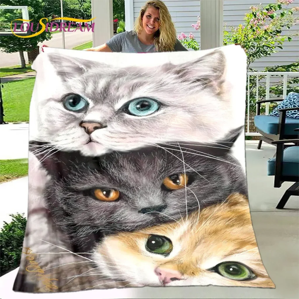 Manta de gato gótico con dibujos animados en 3D, manta de franela, manta cálida para niños para el hogar, sala de estar, dormitorio, camas, sofá