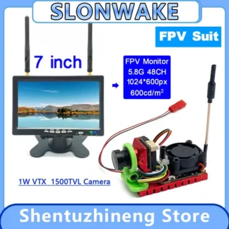 Transmisor SLONWAKE de 1000mW y cámara B19 1500TVL + pantalla IPS HD de 5,8G 600cd/m2 pantalla ips de alta definición de alta luminosidad de 7 pulgadas