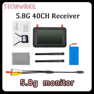 Monitor receptor FPV de 5,8 GHZ, 40 canales, 4,3 pulgadas, con batería, transmisión de imágenes inalámbrica de aviación, antena Dual para modelos RC