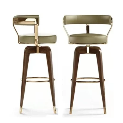 Silla giratoria de acero inoxidable para mostrador de Bar, reposapiés alto de madera maciza, muebles para el hogar, cafetería, personalizada