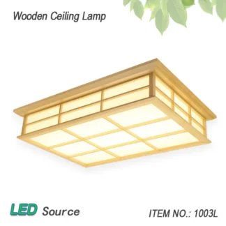 Lámpara de techo LED de PVC de madera de roble montada en superficie rectangular moderna para sala de estar y dormitorio