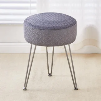 Taburetes para pies, taburete otomano de terciopelo, banco otomano redondo, taburete de tocador moderno, taburete de mesa auxiliar con patas de Metal, silla de tocador para