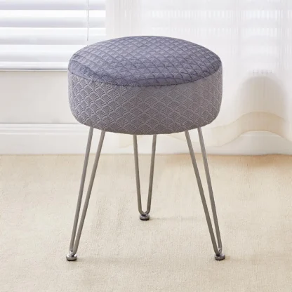 Taburetes para pies, taburete otomano de terciopelo, banco otomano redondo, taburete de tocador moderno, taburete de mesa auxiliar con patas de Metal, silla de tocador para