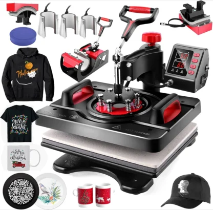 Máquina de prensado en caliente 8 en 1, máquina de sublimación profesional, 12 "X 15", impresión de camisetas oscilantes, transferencia de calor Digital