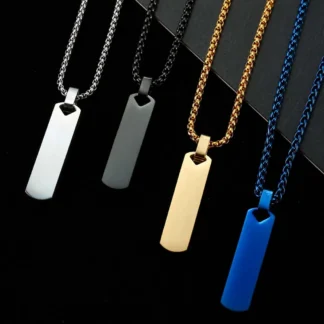 Cadenas de clavícula para hombre, collar con colgante, Color negro y plateado, estilo coreano, barra rectangular, gargantilla de acero inoxidable