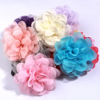 Tela de Organza de gasa de 5 piezas y 11cm, flores rosas, vestido de novia, Ropa para Niñas, tocado, decoración, proyecto artesanal