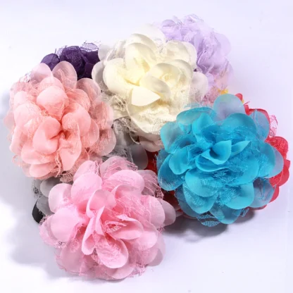 Tela de Organza de gasa de 5 piezas y 11cm, flores rosas, vestido de novia, Ropa para Niñas, tocado, decoración, proyecto artesanal
