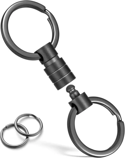 Llavero giratorio de liberación rápida de titanio, llavero negro desmontable extraíble, llavero de coche resistente
