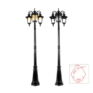 (H≈2.3M) Luces de jardín Luces de calle Luces de césped Flores Luces de parque Villa al aire libre impermeable Luces de poste alto Paisaje