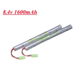 Paquete de 2 baterías NiMH de 8,4 V, 1600mAh, 2/3A con conector Mini Tamiya para pistolas Airsoft Cyma AK47 AEG'S rosman Pulse R76