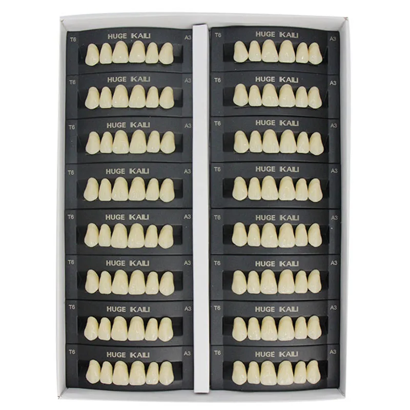 4/12/16 set/caja dientes de resina Dental Posterior Anterior boca completa dentadura dientes tamaño grande 2 capas dientes económicos