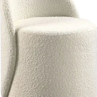 Muebles Lystra Silla de tocador giratoria con tela Boucle texturizada, color crema