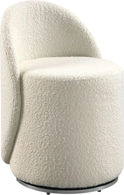 Muebles Lystra Silla de tocador giratoria con tela Boucle texturizada, color crema