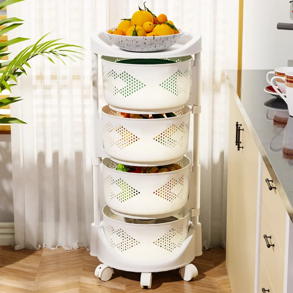 Estante giratorio para almacenamiento de verduras y frutas, armario con hendidura estrecha para cocina, sala de estar, organizador para el hogar, regalo