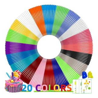 Recambios de filamento de bolígrafo A34M-20Colors PLA 3 D, filamento de bolígrafo 3 D de 1,75 Mm, cada Color 16,4 pies, Total 328 pies, Compatible con MYNT3 D 3 DP Ens