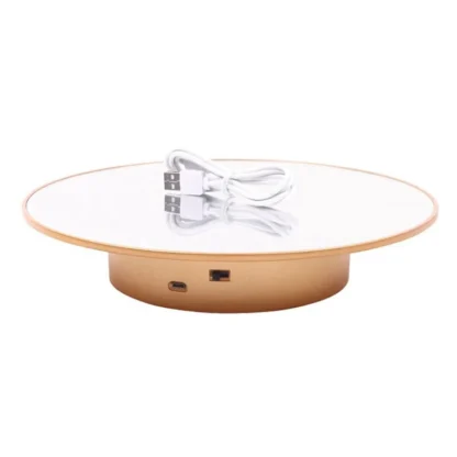 Tocadiscos motorizados para cabeza de maniquí, soporte de exhibición para peluca, plato giratorio eléctrico de 360 grados, dorado