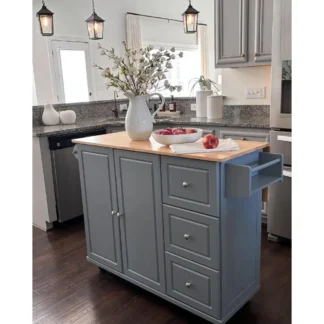 Carro de isla de cocina con ruedas - Isla de cocina móvil con hoja abatible, mesa de cocina con ruedas y almacenamiento