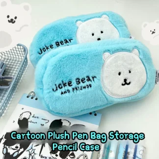 Estuche para lápices de oso de peluche, estuche portátil de gran capacidad para bolígrafos de dibujos animados, estuche para lápices de moda, bolsa de almacenamiento de papelería para estudiantes, regalos