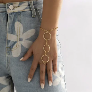 Pulsera de cadena circular de Metal con placa de oro para mujer, joyería de dedo Vintage, Punk, versátil, Hip Hop, Festival