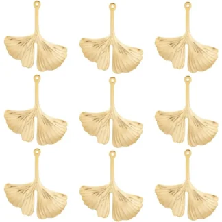 40 Uds. Abalorio de hoja de Ginkgo chapado en oro de 24K hojas de otoño colgantes de plantas inspiradas en la naturaleza dijes suministros para manualidades para hacer kit