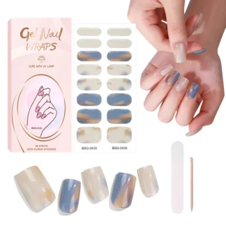 Pegatinas de uñas de Gel semicurado, 16 tiras, parches de uñas de Gel UV semicerrados, pegatinas de Arte de uñas de salto de Color 3d, lámpara UV necesita