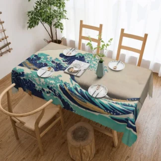 Great Wave Off-Mantel japonés Vintage Kanagawa, cubierta de mesa Rectangular impermeable para comedor