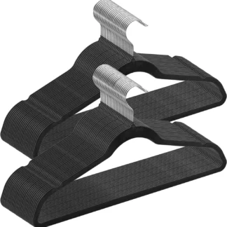 Soporte de carga de 11 libras, paquete de 50 perchas de terciopelo negro con gancho giratorio de 360 grados y diseño ultrafino de 0,2 pulgadas, antideslizante que ahorra espacio