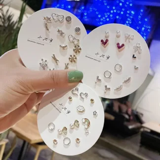 7 pares de pendientes pequeños, conjuntos de joyería de moda 2024, pendientes de tuerca para mujer, Color plateado, pendientes pequeños para niñas, regalos encantadores de moda