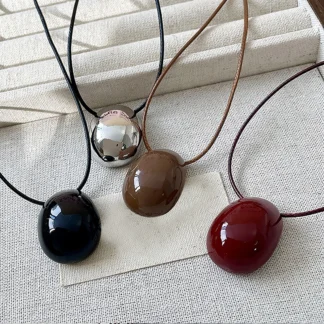 Collar con forma de piedra ovalada para mujer, colgante, cuerda colgante, cadena para suéter, accesorios para mujer