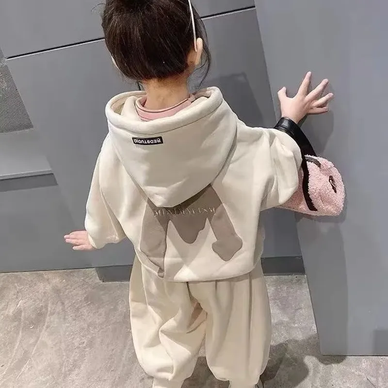 Chándal para niña y niño, conjunto de ropa con letras, sudaderas con capucha, abrigos y pantalones, 2 piezas, primavera y otoño, 2023