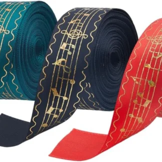 Cintas para notas musicales de 30 yardas, cinta de grogrén de poliéster de 3 colores, cintas artesanales de notación de 1 pulgada (25mm) con estampado dorado individual