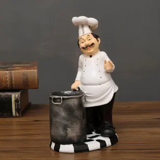 Estatua creativa de estatuilla de Chef de resina, atmósfera artística, Adorable estatua de Chef gordo adecuada para restaurantes occidentales