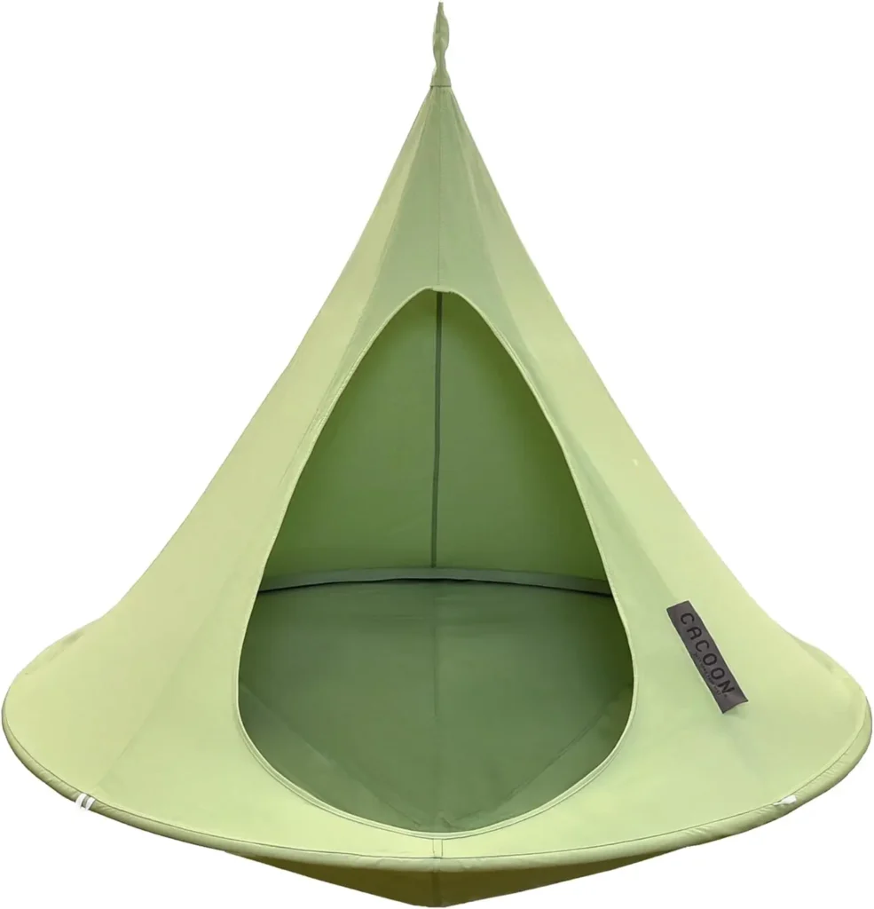 Silla colgante individual Cacoon: acogedora hamaca interior/exterior con lona de poliéster, capacidad de 440 lb, incluye cuerda y mosquetón de 18 pies