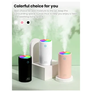 Humidificador popular Mini humidificador de aire USB 400Ml con luz nocturna colorida Apagado automático para el hogar Coche Dormitorio Oficina Blanco