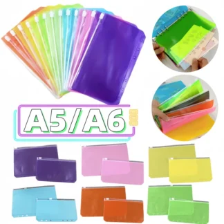 Carpeta de bolsillo A5/A6 de 6 agujeros, carpeta con cremallera, bolsa de almacenamiento impermeable de Pvc para cuaderno, bolsa de archivo, bolsa de encuadernación de planificación