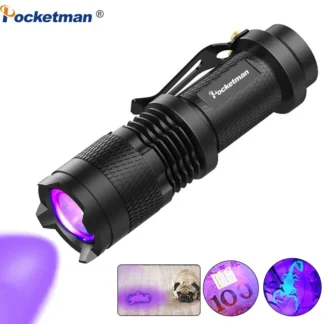 Mini linterna UV, luces de 395nm, luz ultravioleta, luz negra, lámpara UV para marcador, detección, Detector de orina de mascotas