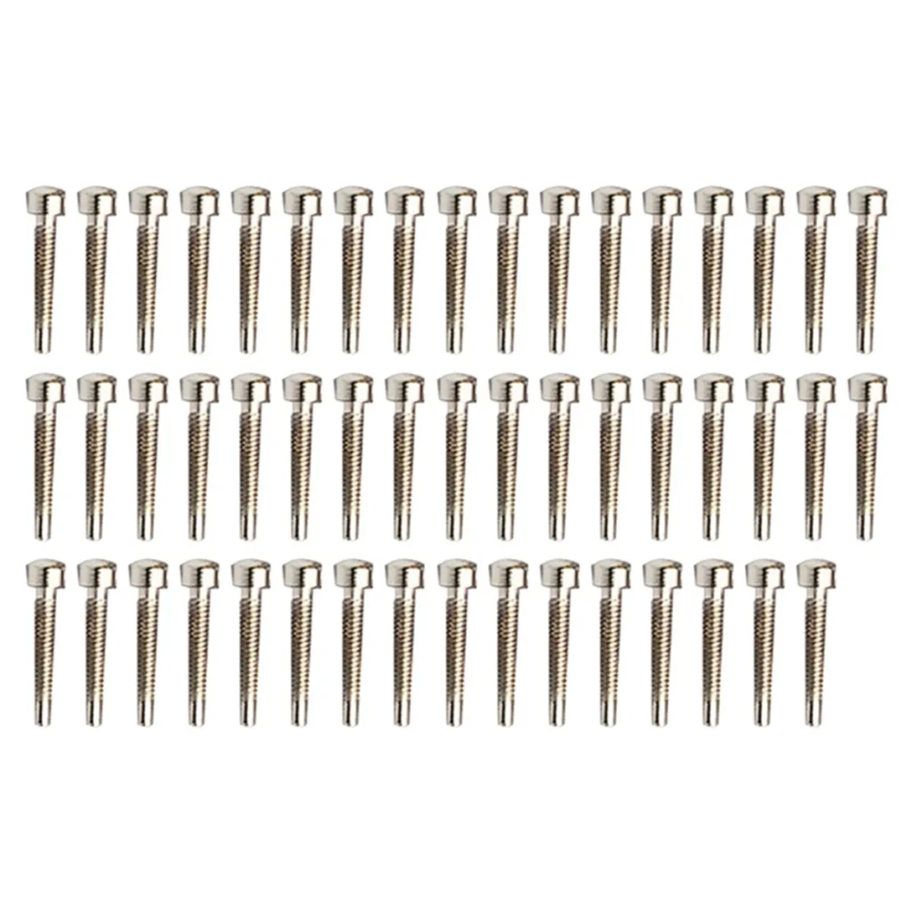 A72Z 50 Uds. Pasadores de Metal para pastilla, cierre de una palabra, 3x21MM/5.0MM (diámetro 3,0 MM), piezas para pastilla de guitarra, varillas de tornillo plateadas