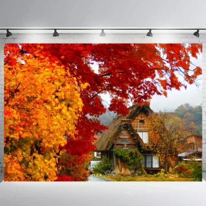 Fondo de hojas de otoño, tema amarillo, cabina, arte, fotografía, fondo, decoración de pared de fiesta, pancarta, accesorios de estudio fotográfico