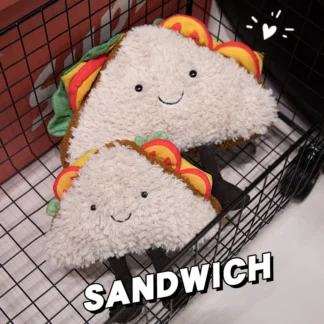 Juguetes de peluche de sándwich de dibujos animados de simulación, muñecos de hamburguesa divertidos a la moda, juguetes creativos y bonitos para muñecas de comida, regalos de cumpleaños para niños