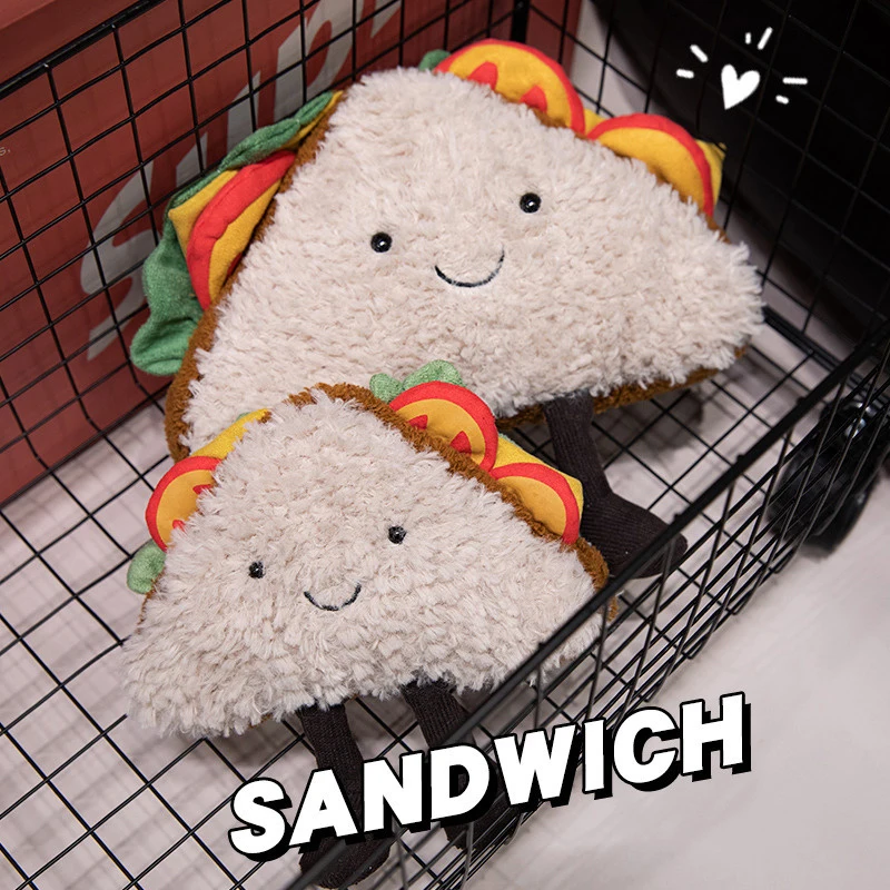 Juguetes de peluche de sándwich de dibujos animados de simulación, muñecos de hamburguesa divertidos a la moda, juguetes creativos y bonitos para muñecas de comida, regalos de cumpleaños para niños