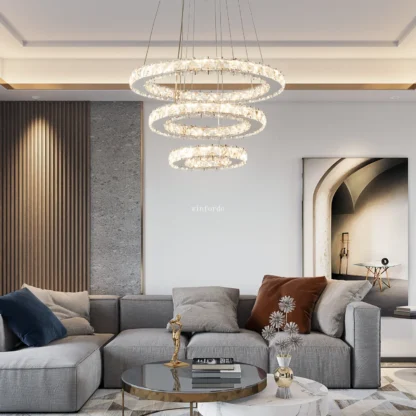 Winfordo-candelabro colgante Led moderno, lámpara colgante de cristal de lujo para sala de estar, dormitorio, comedor, sala de estar, cocina