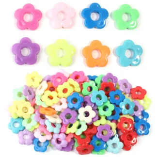 50 Uds. De cuentas de plástico coloridas con forma de flor de ciruelo, cuentas espaciadoras sueltas con agujero grande para fabricación de joyería, accesorios para collares y pulseras DIY