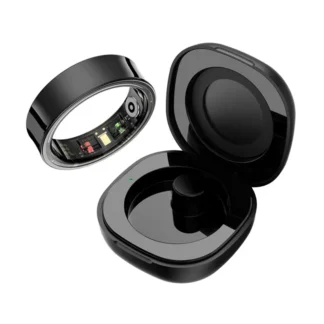 Anillo inteligente R09 para hombres y mujeres con estuche de carga, frecuencia cardíaca, oxígeno en sangre, monitor de temperatura de la piel, resistente al agua 5ATM para Android iOS