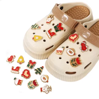 Dijes de zapatos con agujeros para niños y mujeres, decoraciones de zapatos para Crocs, decoración de hebilla de zapatos con tema de Navidad DIY, encanto de bolso de cocodrilo
